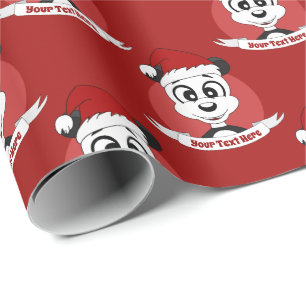 Papier Cadeau Caricature de Noël avec joli ours de panda envelop