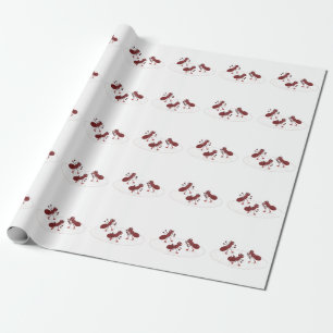 Papier Cadeau Caricature de patinage sur glace de Happy red four