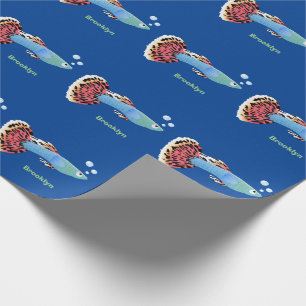 Papier Cadeau Caricature de poisson tropical guppy très chic