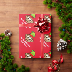 Papier Cadeau Caricature de singe Elf mignon papier d'emballage
