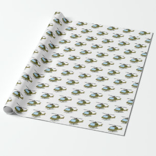 Papier Cadeau Caricature d'hélicoptère camoflage de l'armée