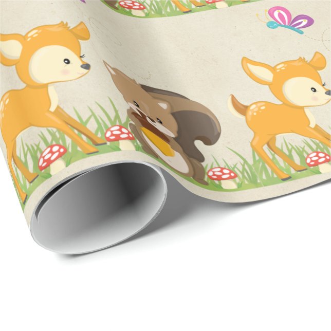 Papier Cadeau Caricature en bois mignon (Coin rond)