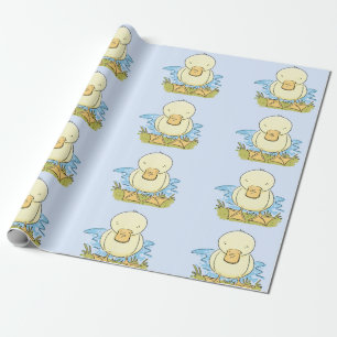 Papier Cadeau Caricature jaune mignon pour canard bébé