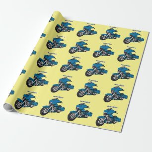 Papier Cadeau Caricature joyeux bleu moto