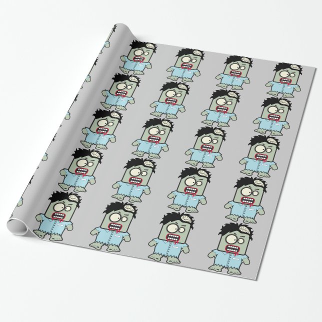 Papier Cadeau Caricature personnalisée FUNNY ZOMBIE (Déroulé)