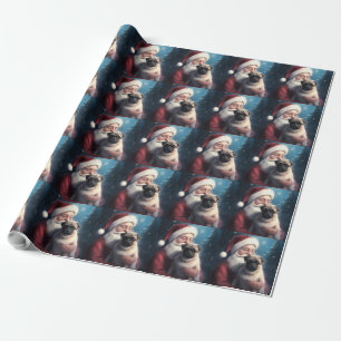 Papier Cadeau Carlin Avec Noël Festif Du Père Noël
