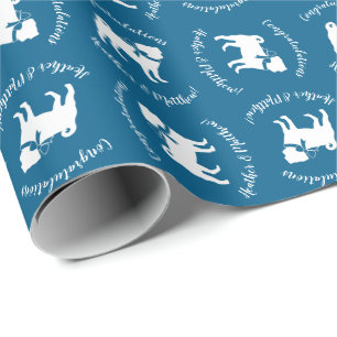 Papier Cadeau Carlin Chien Baby shower Garçon Bleu avec Bow