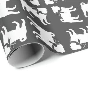 Papier Cadeau Carlin Chien Baby shower Gris Chiot Chien Neutre G