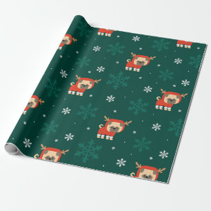 Papier Cadeau Carlin de Noël Reindeer Motif