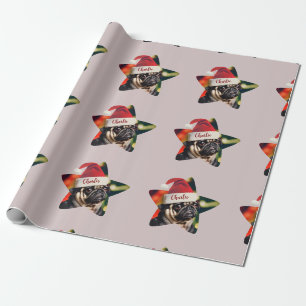 Papier Cadeau Carlin drôle personnalisé Père Noël Noël