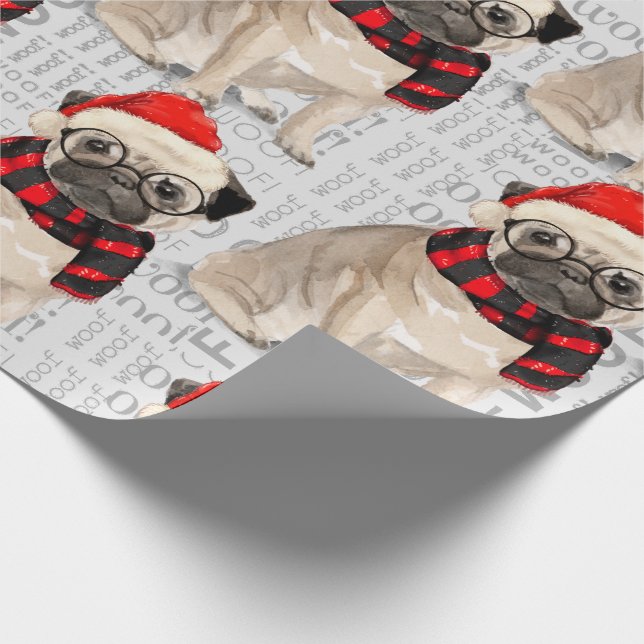 Papier Cadeau CARLIN Noël pour Amoureux des chiens (Coin)
