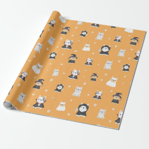 Papier Cadeau Carlins mignons Motif d'Halloween
