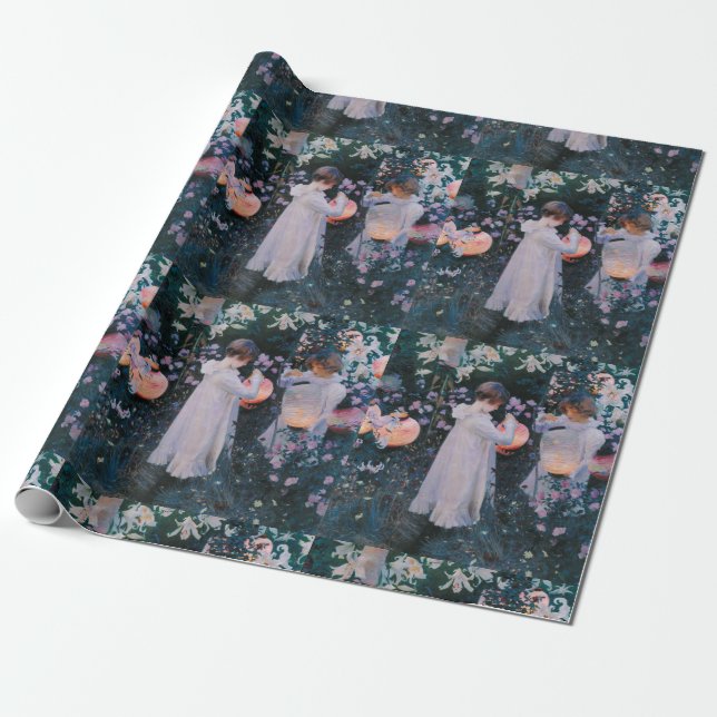 Papier Cadeau Carnation Lily Lily Rose John Singer Sargent Art (Déroulé)