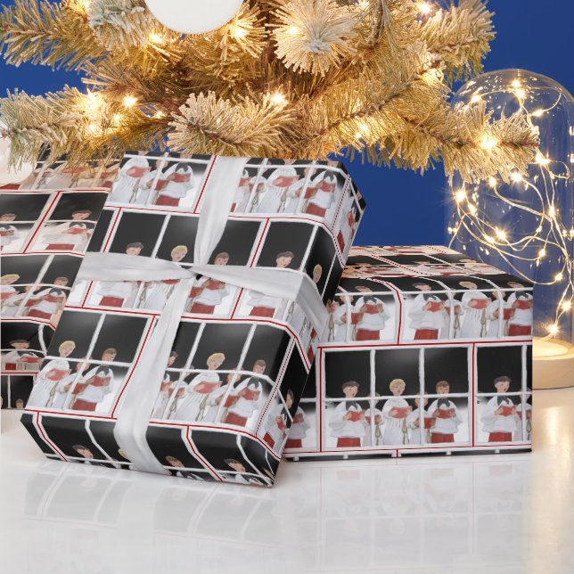 Papier Cadeau Caroleurs de Noël dans la fenêtre (Vacances)