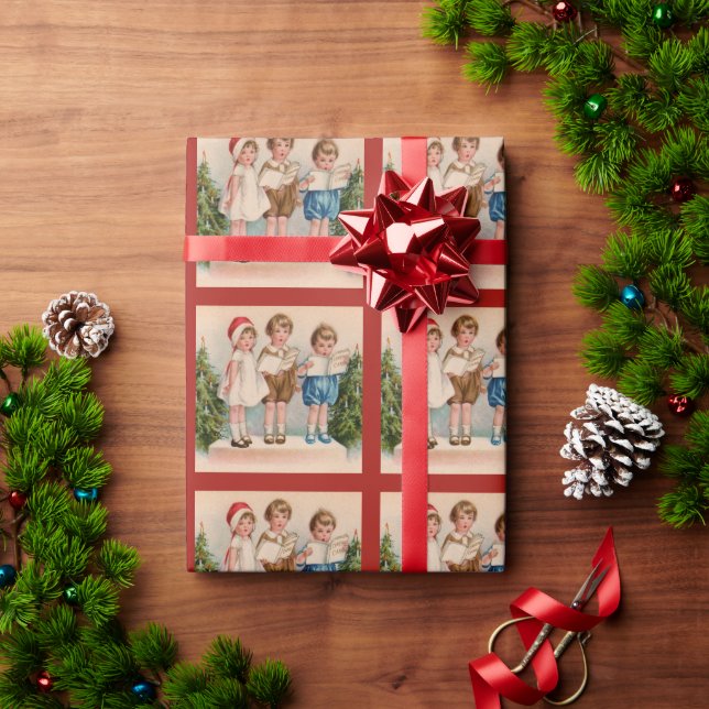 Papier Cadeau Caroling Kids Joyeux papier d'enveloppement de Noë (Cadeau de vacances)