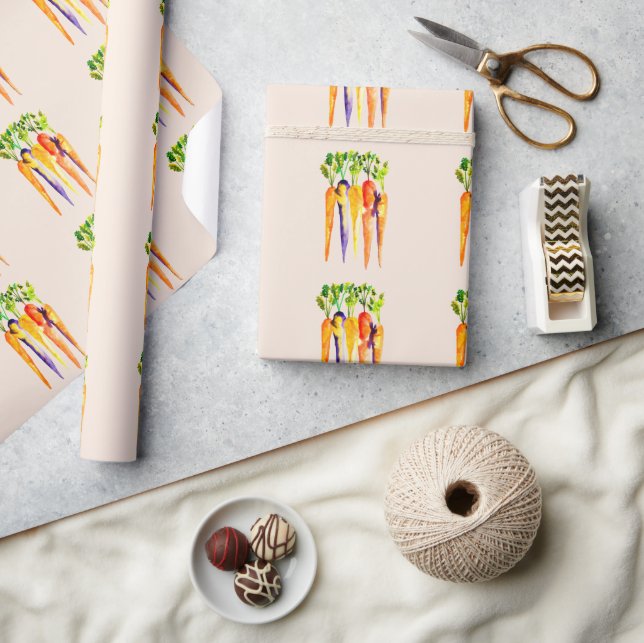 Papier Cadeau Carottes mignonnes aquarelle art (Artisanat)