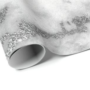 Papier Cadeau Carrara Marbre blanc Gris Argent Gris Brise minimu