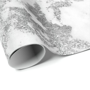 Papier Cadeau Carrare argenté de marbre gris blanc Abstarct en
