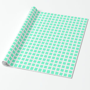 Papier Cadeau Carré 02 - Turquoise sur Blanc