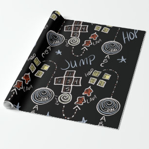 Papier Cadeau Carré de craie éducatif pour enfants Fun Hopscotch
