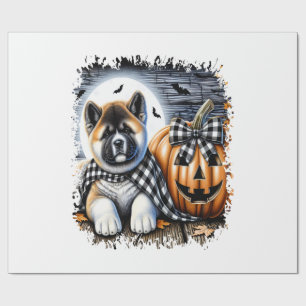 Papier Cadeau Carré d'Halloween de chien Akita