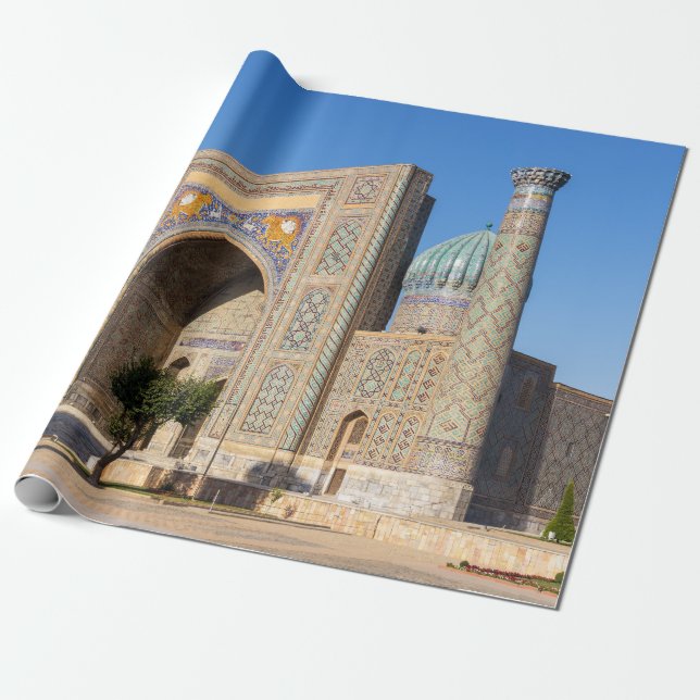 Papier Cadeau Carré Registan au coucher du soleil - Samarkand, O (Déroulé)