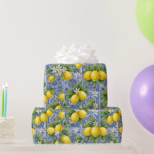 Papier Cadeau Carreau de faïence à l'aquarelle de style français