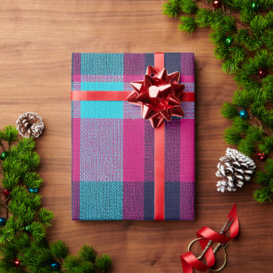 Papier cadeau carreau néo-fuchsia