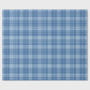 Papier Cadeau Carreaux Bleu Denim Classique
