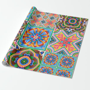 Papier Cadeau Carreaux de céramique, majolica, ornementabstrait,