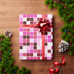 Papier Cadeau Carreaux de piscine, Carreaux de mosaïque rose, Mo