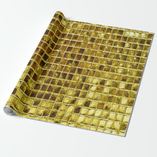 Papier Cadeau Carreaux en mosaïque d'or Élégant Découpage modern