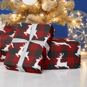 Papier Cadeau Carreaux et cerf 