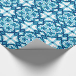 Papier Cadeau Carreaux géométriques modernes Motif Denim Bleu & 
