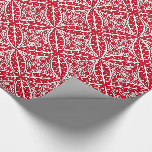 Papier Cadeau Carreaux marocains - rouge foncé et blanc
