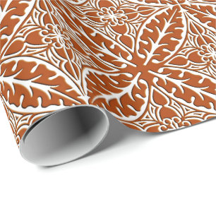 Papier Cadeau Carreaux marocains - rouille brun et blanc