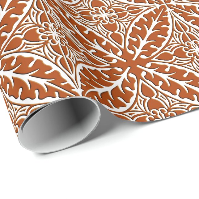 Papier Cadeau Carreaux marocains - rouille brun et blanc (Coin rond)
