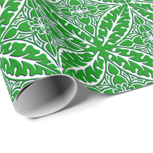 Papier Cadeau Carreaux marocains - vert émeraude et blanc
