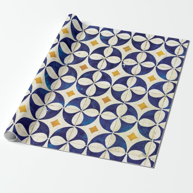 Papier Cadeau Carreaux portugais - Azulejo Motif Design (Déroulé)