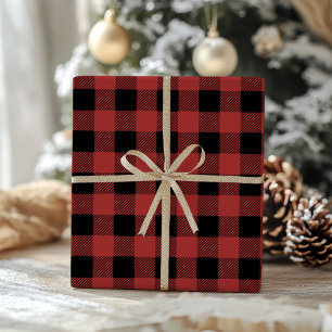 Papier Cadeau Carreaux Rouge Noir Buffalo Gingham Bûcheron