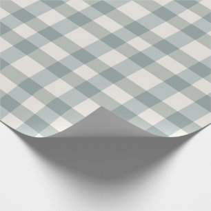 Papier Cadeau Carreaux Verts Gingham Maison de Campagne Simple