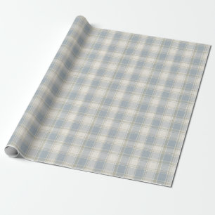 Papier Cadeau Carreaux Vichy Classiques en Bleu Ardoise Crème