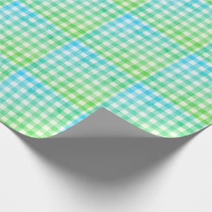 Papier Cadeau Carreaux Vichy Lime Vert Bleu Moderne Simple