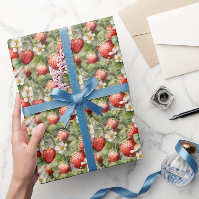 Papier Cadeau carrelage de fraise à l'eau mignonne motif (Cadeaux)
