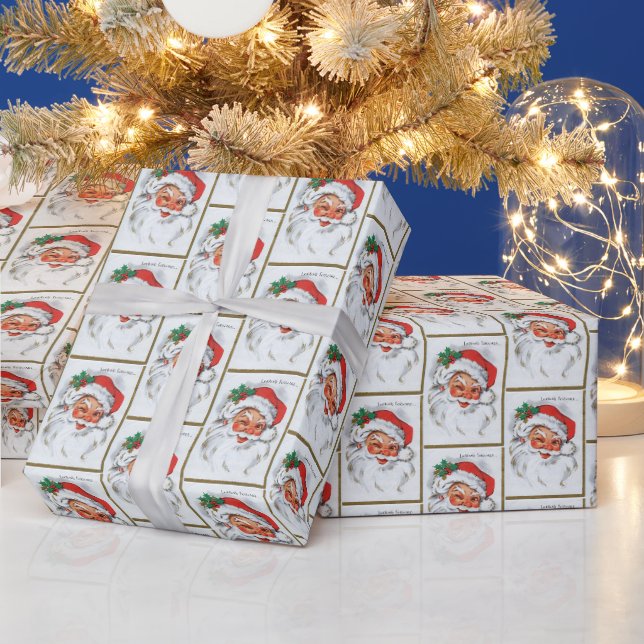 Papier Cadeau carrelage de Noël rétro Père Noël (Vacances)