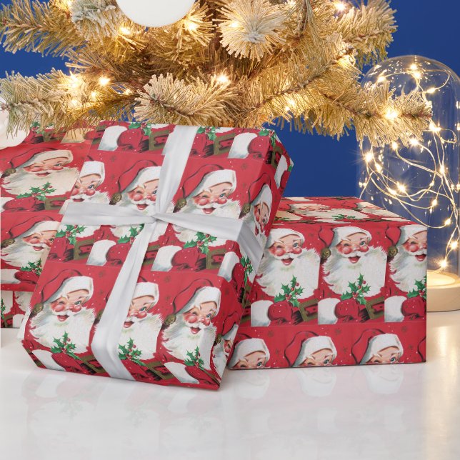 Papier Cadeau Carrelage de Noël rétro Père Noël party (Vacances)