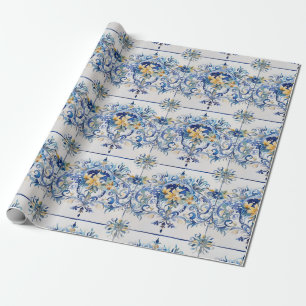 Papier Cadeau Carrelage italien Découpage de la côte d'Amalfi bl