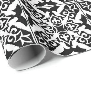 Papier Cadeau Carrelage marocain - blanc avec arrière - plan noi