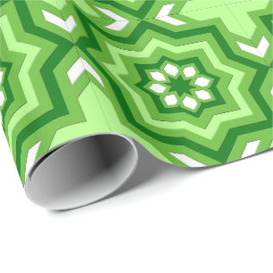 Papier Cadeau Carrelage marocain, émeraude, vert citron et blan