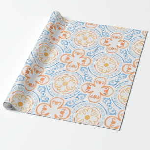 Papier Cadeau Carrelage marocain en papier d'emballage bleu et o